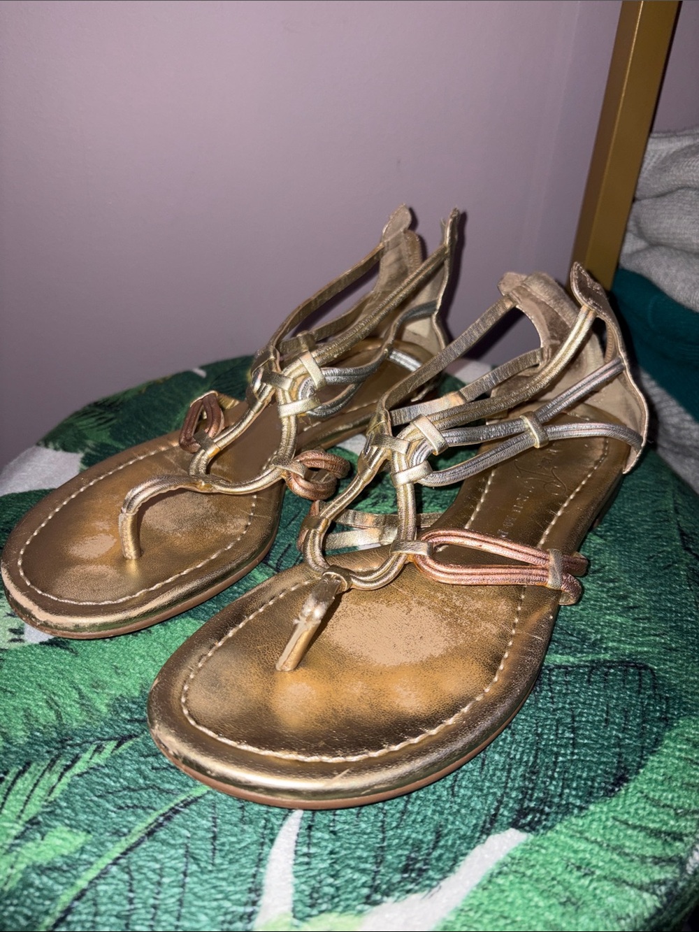 Woven Metallic Brown Gladiator Sandals - Women's ivanka trump size 6